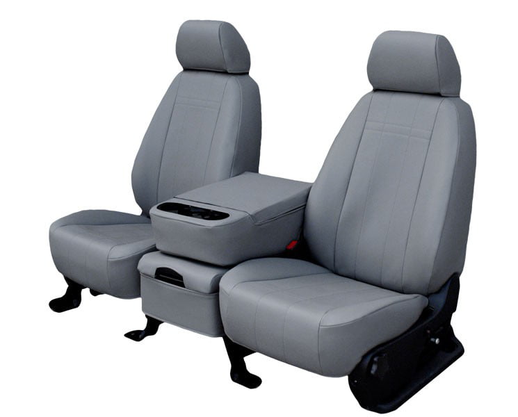 CalTrend Front Faux Leather Seat Covers for 2012-2015 Toyota Tacoma - TY475-08LX Light Grey Insert and Trim