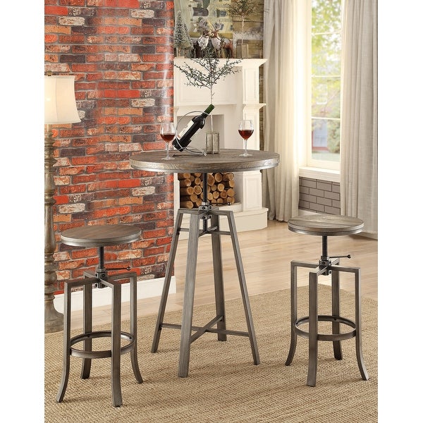 Emil Industrial Medium Walnut Adjustable Bar Stools (Set of 2)