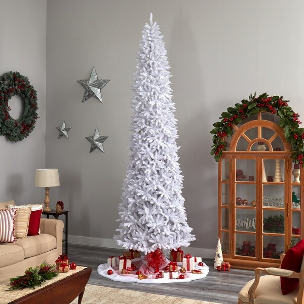 12' Slim White Artificial Christmas Tree with 3235 Bendable Branches