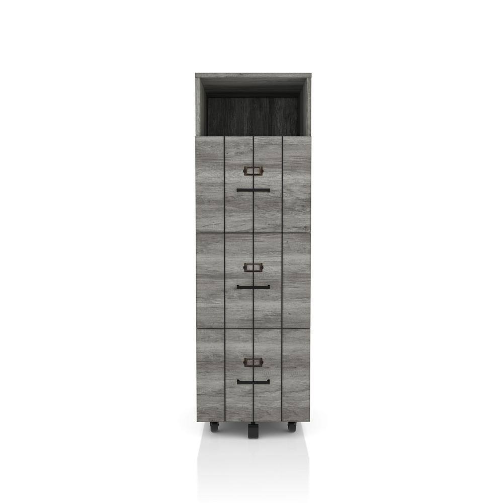 Furniture of America Macsen Distressed Gray 3-Drawer File Cabinet with Wheels HFW-1655C35