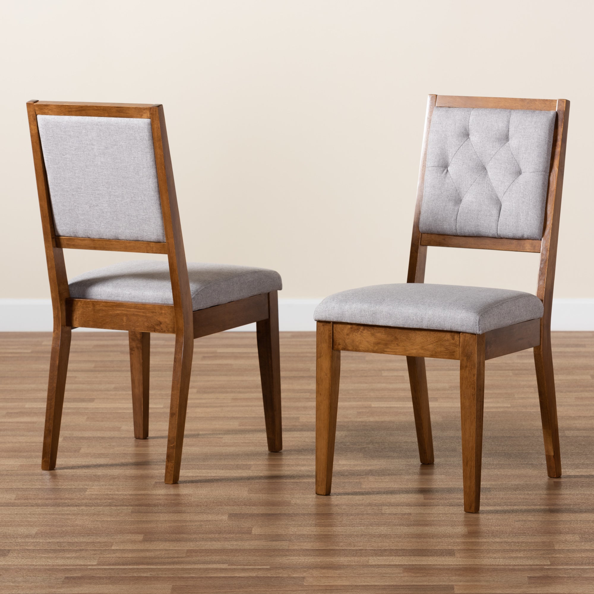 Baxton Studio Gideon Dining Chair， Set of 2， Grey and Walnut Brown