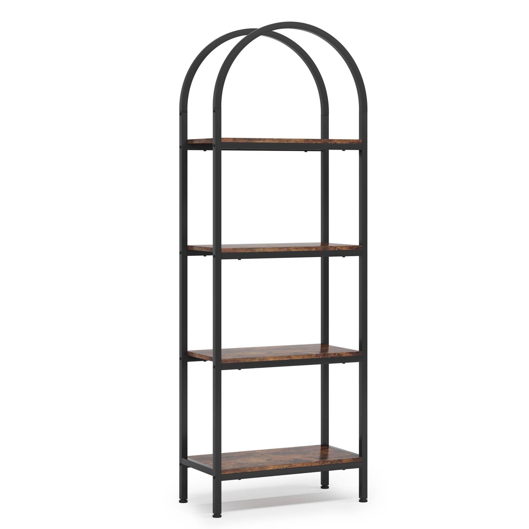 4-Tier / 5-Tier Bookshelf, Arched Bookcase Display Rack with Storage Shelves