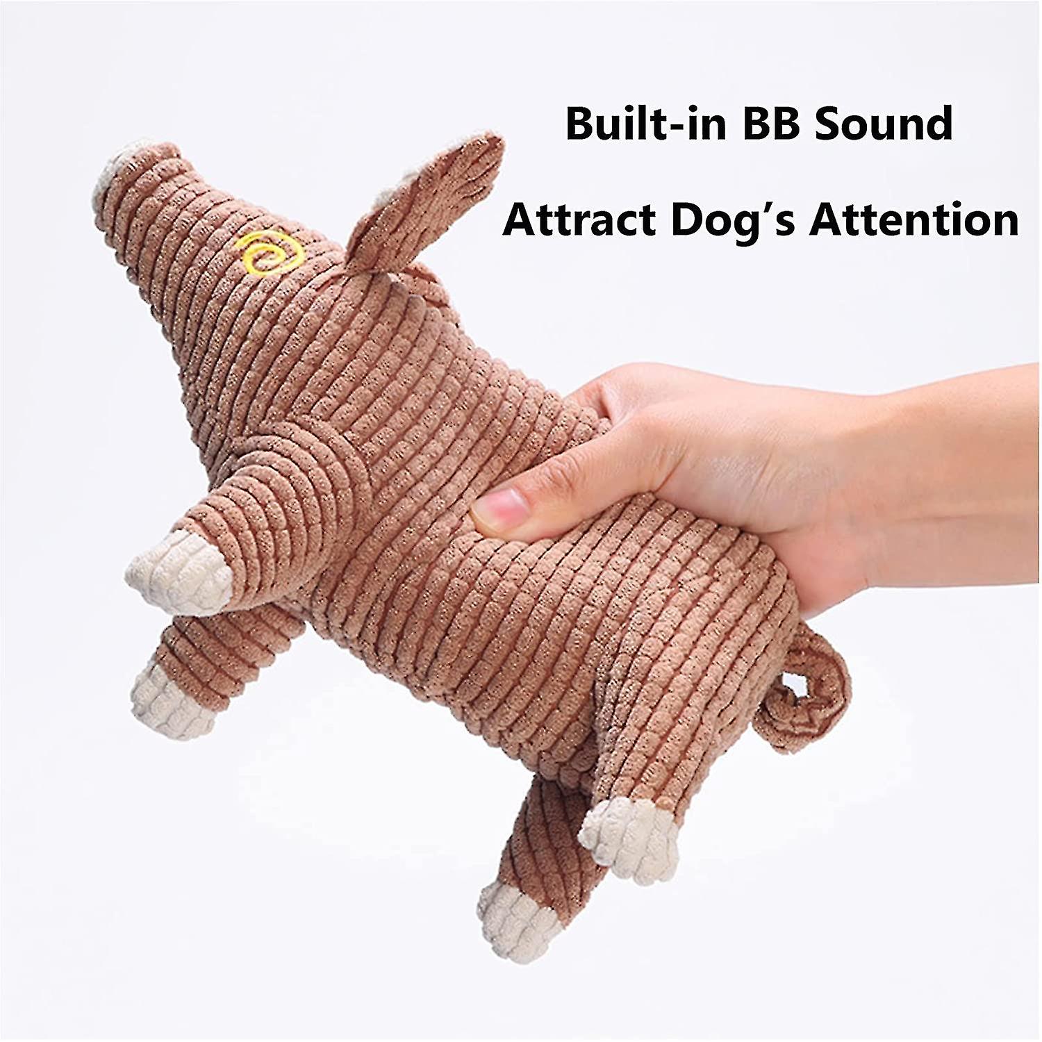 Miman Squeaky Dog Toys，durable Puppy Toy，soft Natural Corduroy Stuffed Plush Cute Dog Toys，dog Toys With Grinding Teeth-brown