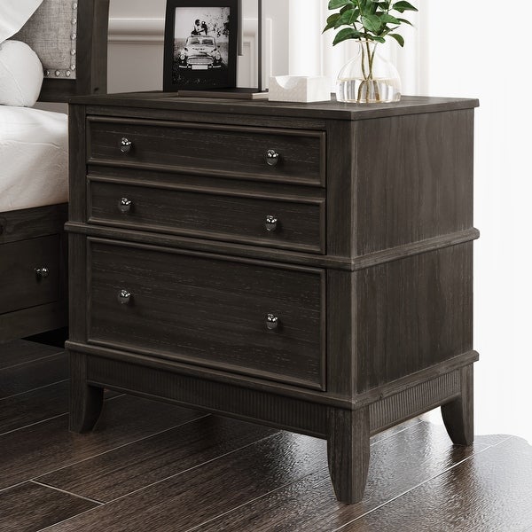 3 Drawer Nightstand， Coffee