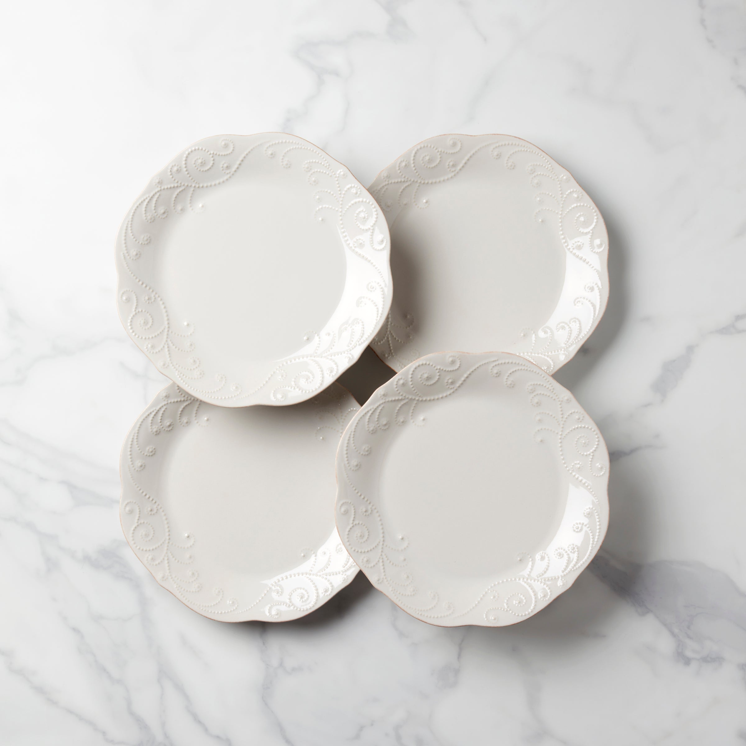 French Perle 4-Piece Dinner Plate Set