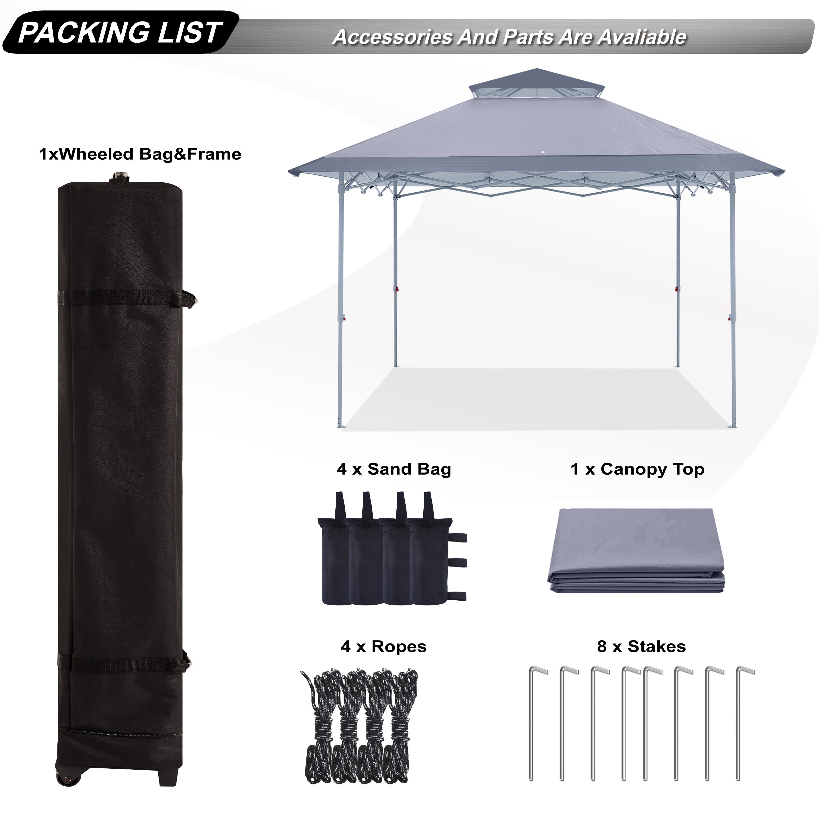 ABCCANOPY 13 ft x13 ft Outdoor Gazebo Pop up Sun Shade Canopy Tent, DarkGray