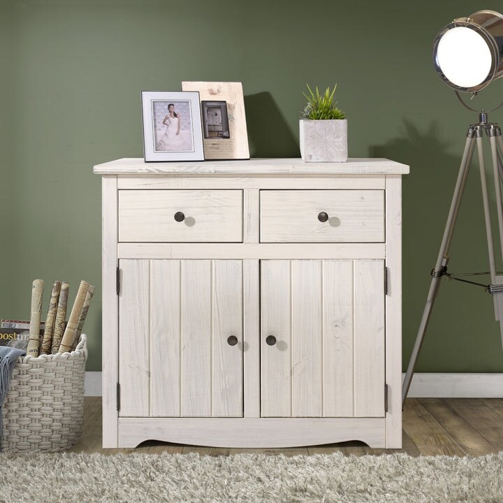 Wood Buffet Sideboard White Distressed  Furniture Dash   N/A