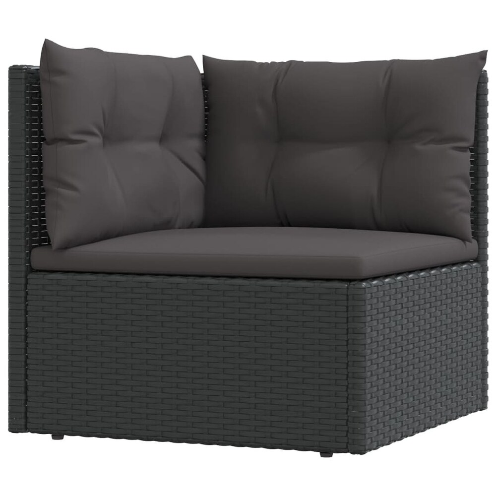 vidaXL 6 Piece Patio Lounge Set with Cushions Black Poly Rattan   21.3\