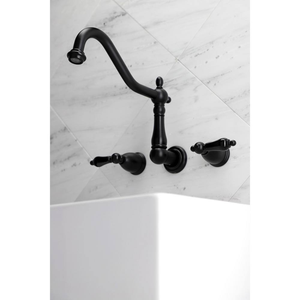 Kingston Brass Duchess Wall Mount Roman Tub Faucet in Matte Black (Valve Included) HKS1020PKL