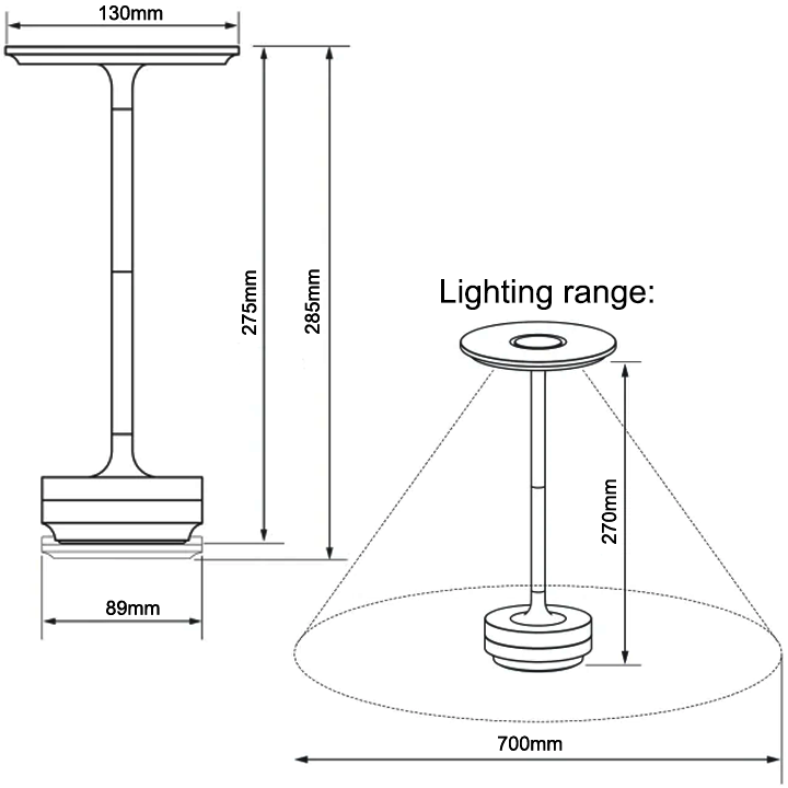 Metallic Cordless Table Lamp – Dimmable & Rechargeable Waterproof Desk Light