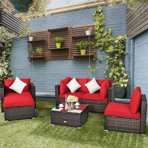 Costway 43698701 6 Pcs Patio Rattan Furniture Set ...