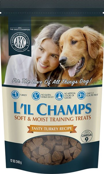 American Kennel Club Lil Champs Tasty Turkey Recipe Dog Treats， 12-oz bag