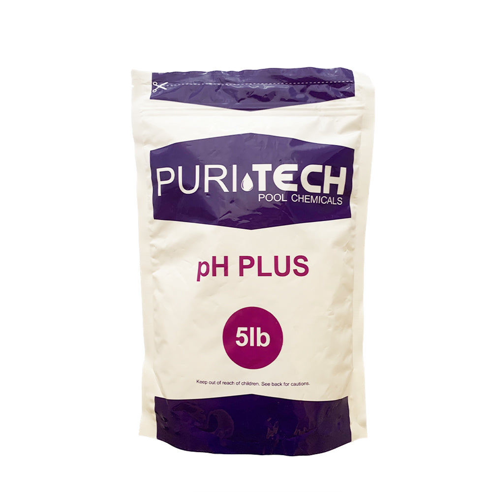 Puri Tech Chemicals pH Plus 5lb Resealable Bag for Swimming Pools & Spas pH Increaser Up Balancer 100% Sodium Carbonate Increases pH & Chlorine Effectiveness