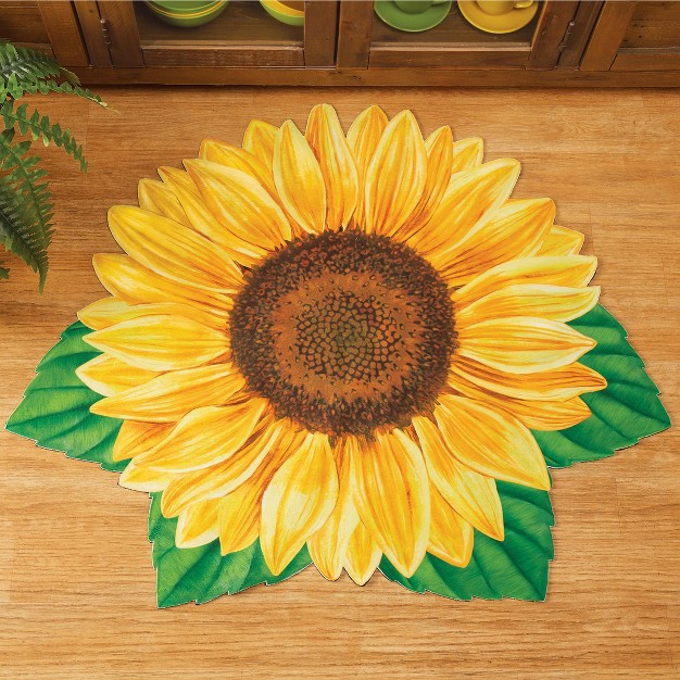 Collections Etc Unique Sunflower shaped Skid resistant Accent Rug