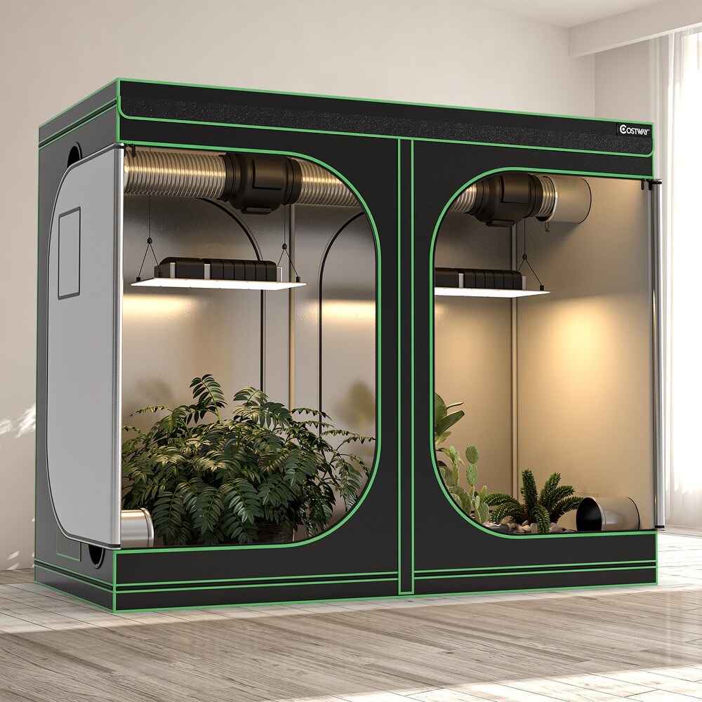 Costway 4x8 Grow Tent  96''x48''x80'' High Reflective Mylar   96''x 48''x 80''