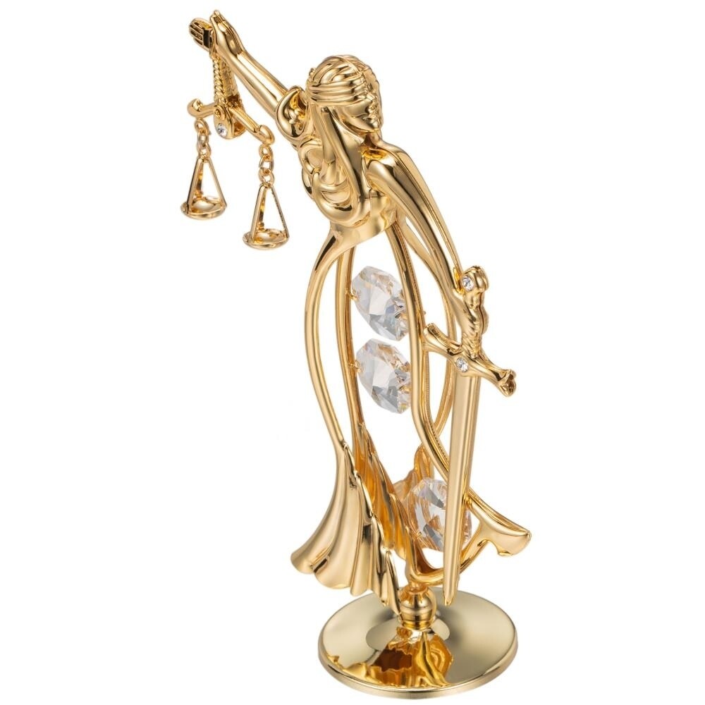 24k Goldplated Exquisite Lady of Justice Table Top Made with Genuine Matashi Crystals