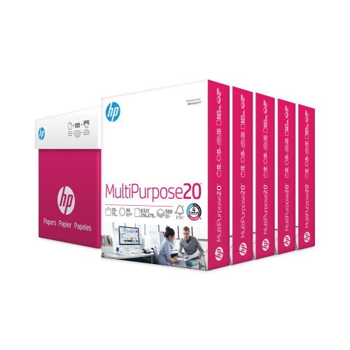 HP MultiPurpose20 Paper， 96 Bright， 20lb， 8.5 x 11， White， 500 Sheets/Ream， 5 Reams/Carton (115100)