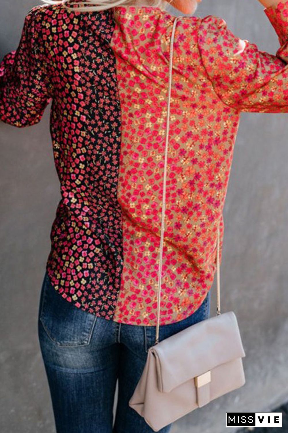 Floral Patched V-neck Blouse