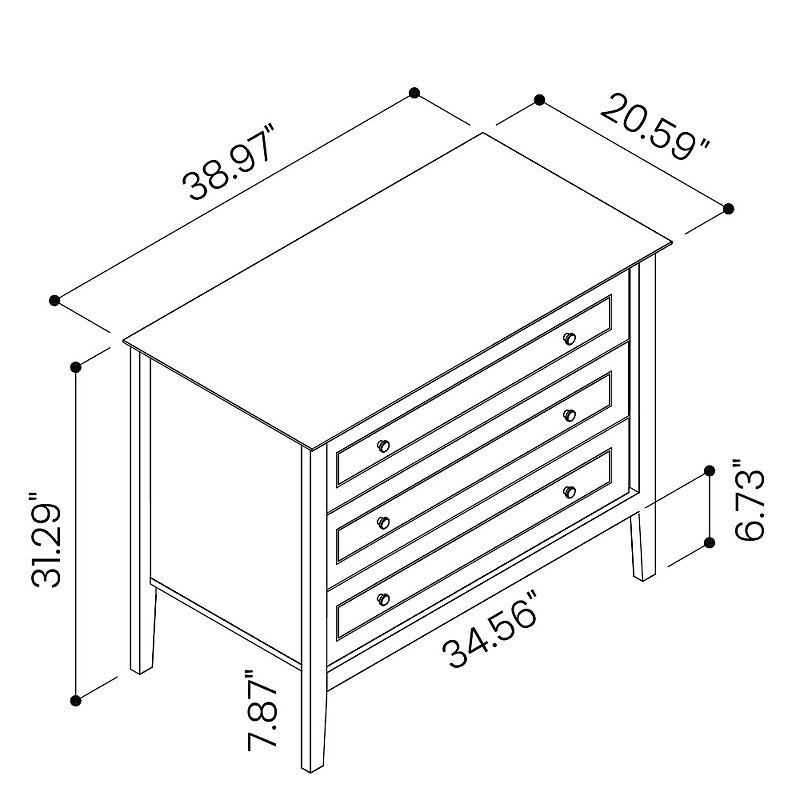 MANHATTAN COMFORT Crown 3-Drawer Dresser