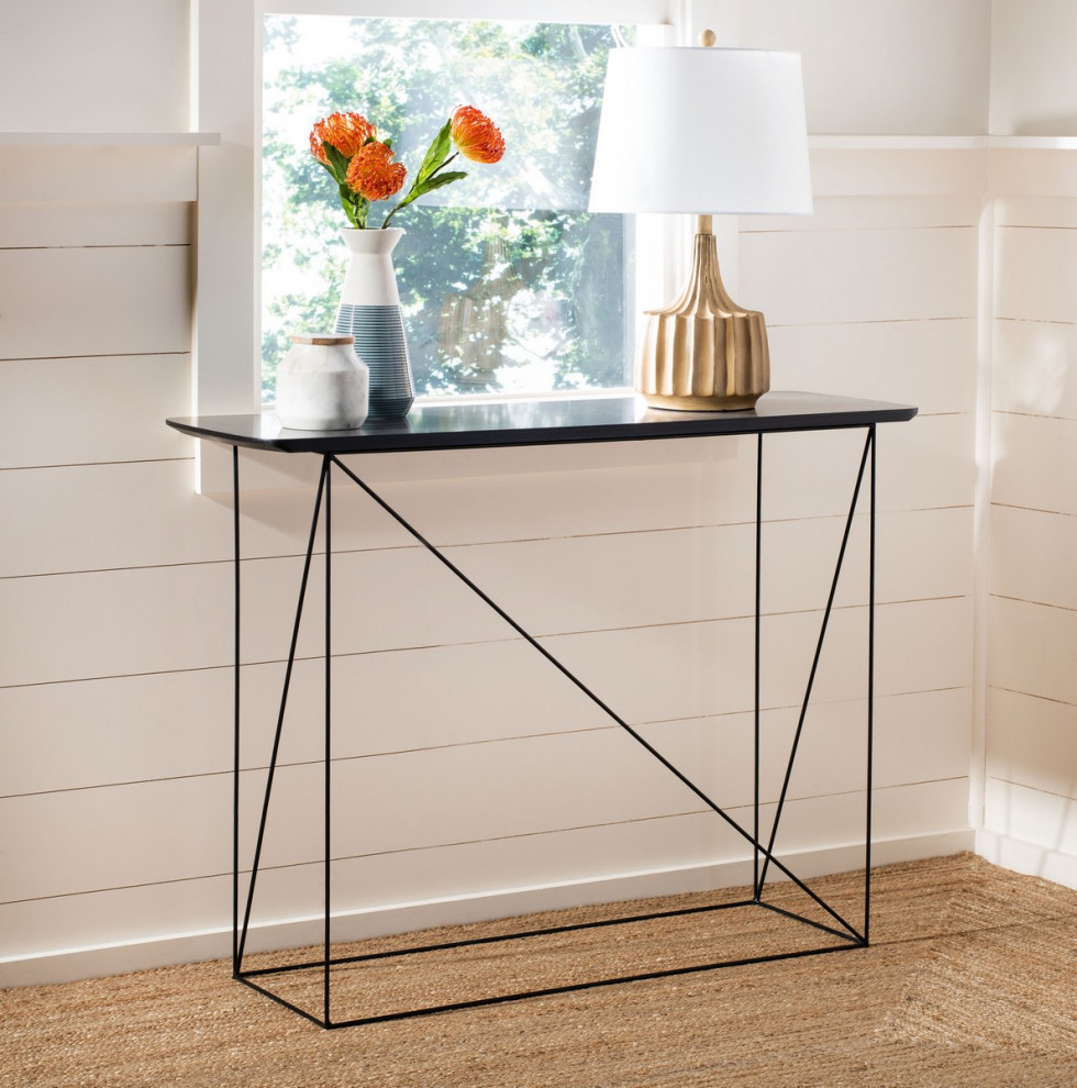 Leila Rectangle Console Table  Dark Gray/Black   Industrial   Console Tables   by Rustic Home Furniture Deco  Houzz