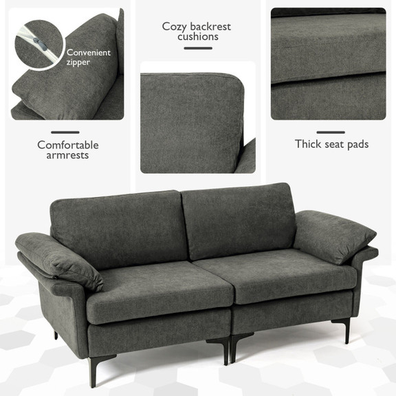 Costway 37821496 Modern Fabric Loveseat Sofa for w...