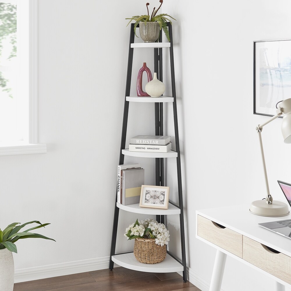 Danya B. Free Standing 5 Tier Pyramid Industrial Corner Shelf