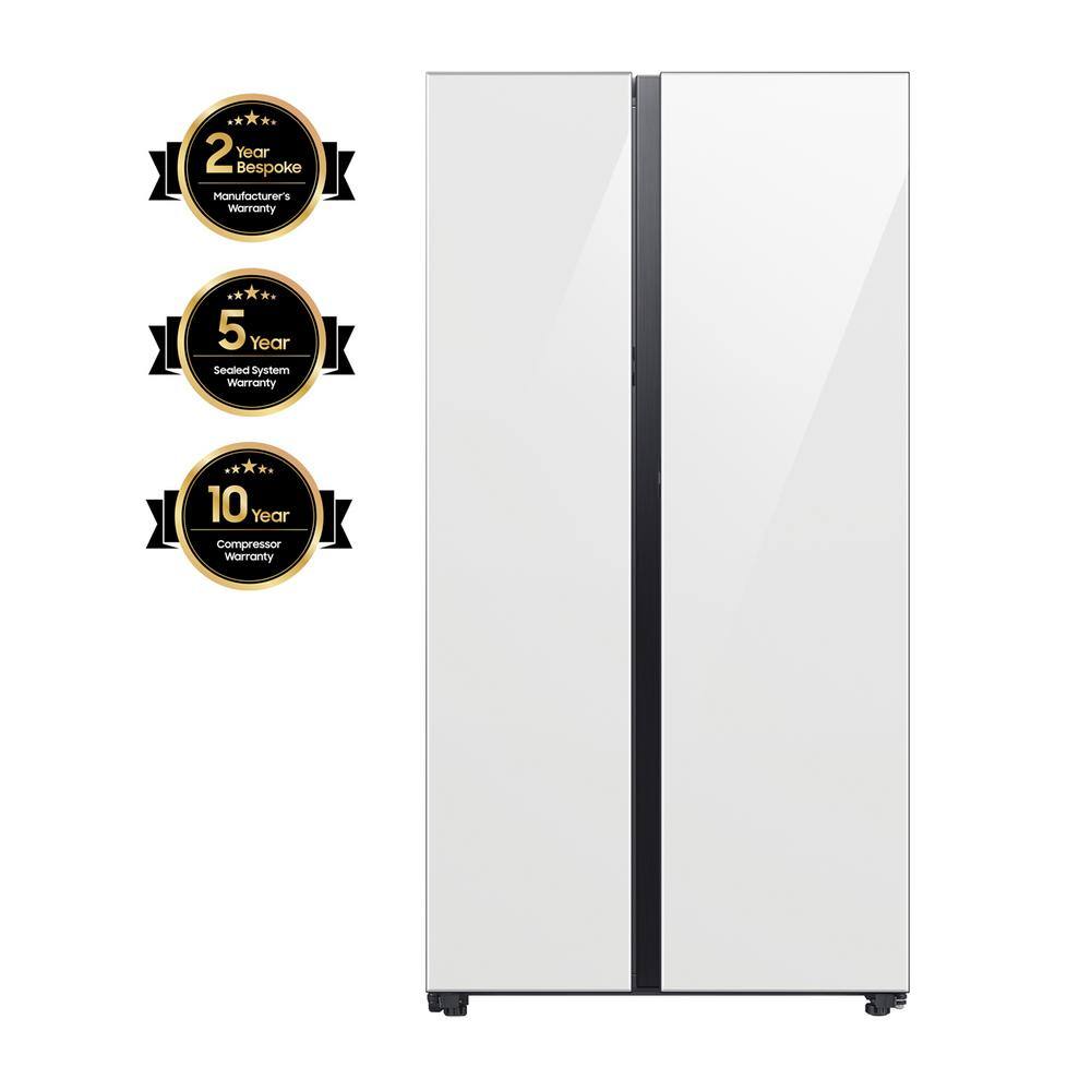  Bespoke 36 in. W 28.0 cu. ft. Side by Side Refrigerator in White with Beverage Center Standard Depth RS28CB760012