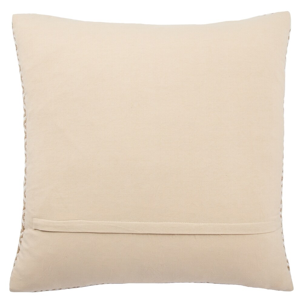 Tribal Pattern Ivory/Taupe Viscose and Linen Blend Throw Pillow