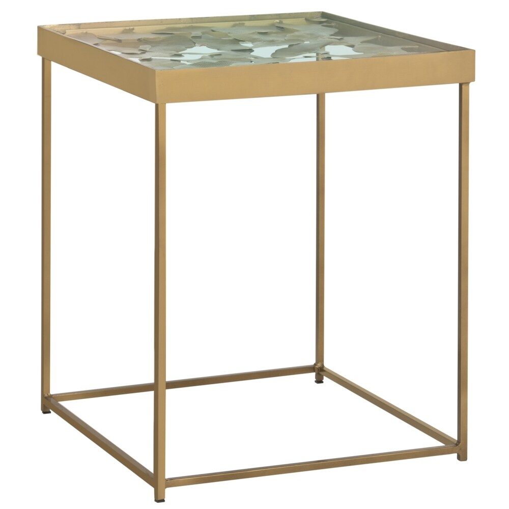 SAFAVIEH Lilian Leaf Antique Brass Side Table   16\