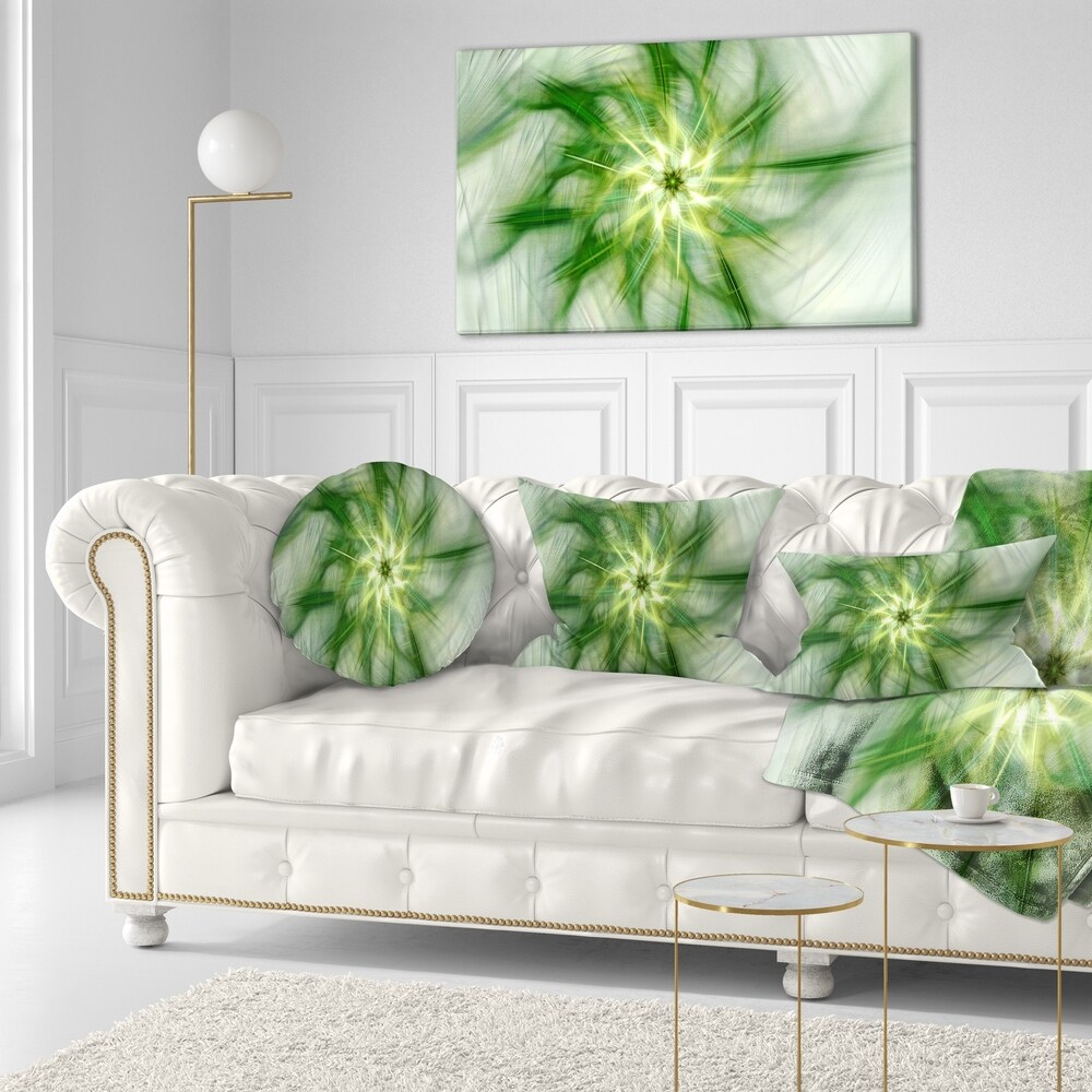 Designart 'Rotating Bright Green Flower' Abstract Throw Pillow