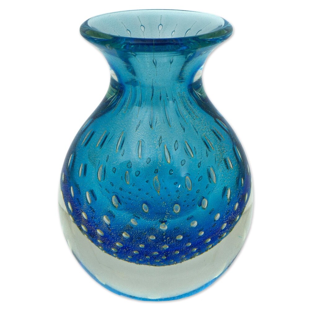 Novica Handmade Ocean Inspiration Art Glass Vase