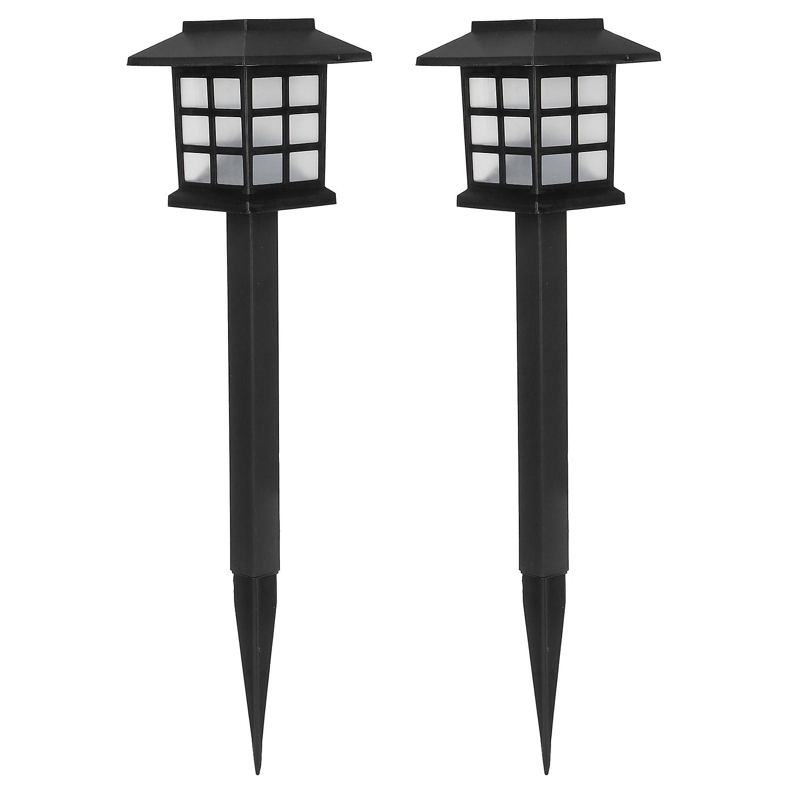 2set Led Lawn Light Waterproof Solar Powered Paths Lamp Garden Patio Landscape Decorationwarm Yellow