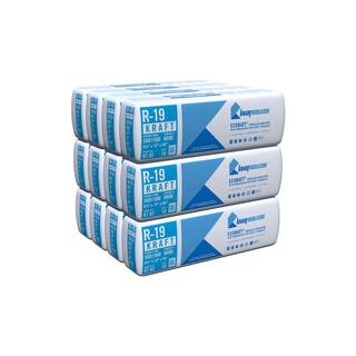 Knauf Insulation R-19 EcoBatt Kraft Faced Fiberglass Insulation Batt 6-14 in. x 15 in. x 94 in. (12-Bags) 690982