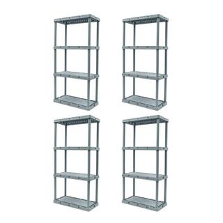 GRACIOUS LIVING Knect-A-Shelf Gray 4-Tier Resin 12 in. x 2 in. x 24 in. Light Duty Storage Shelving System (4-Pack) 4 x 91081-1C