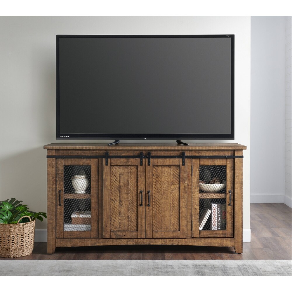 Rustic Farmhouse 65 Inch Wide Solid Wood TV Stand