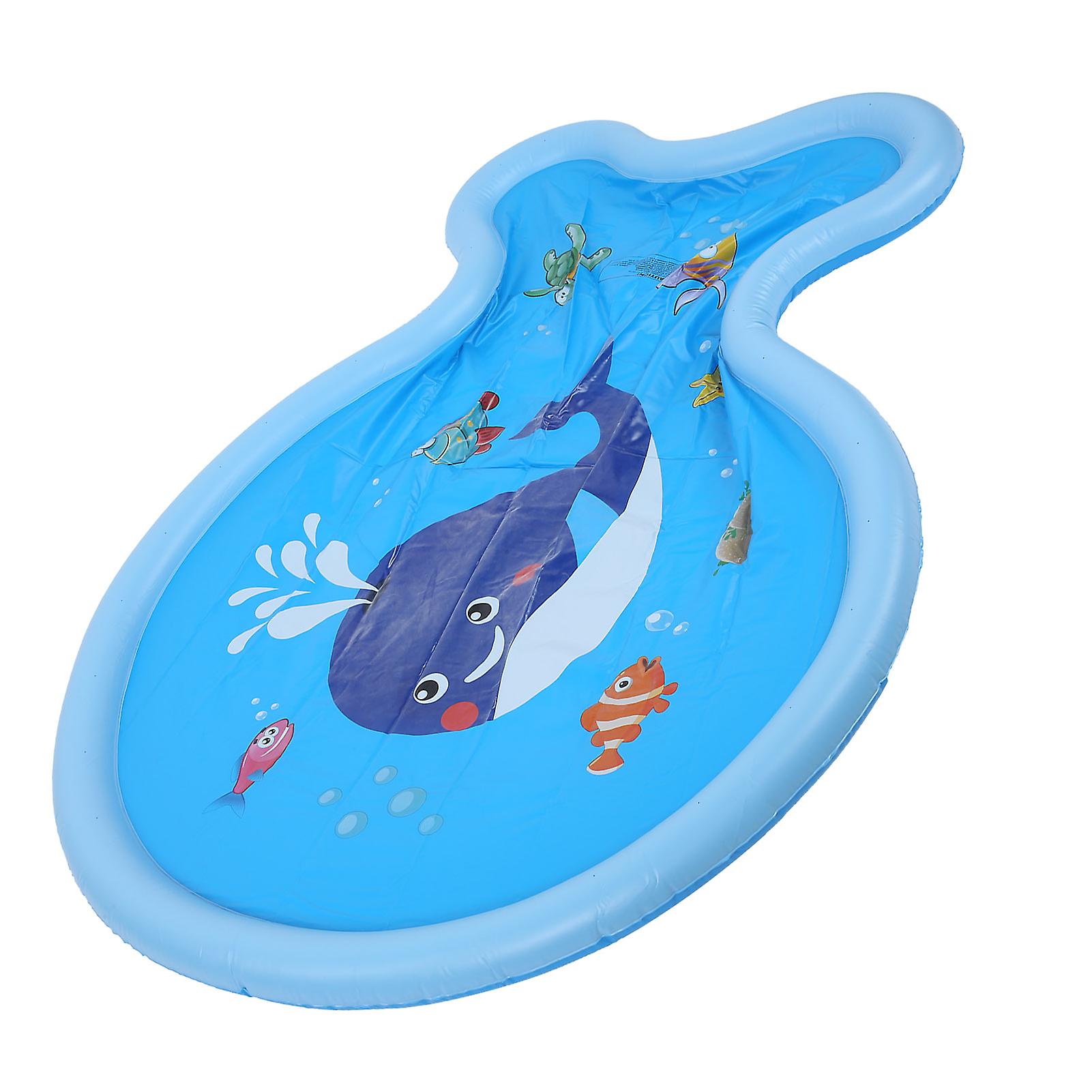 Children Whale Shape Sprinkler Pool Playing Pad Outdoor Water Splash Mat Toys Blue