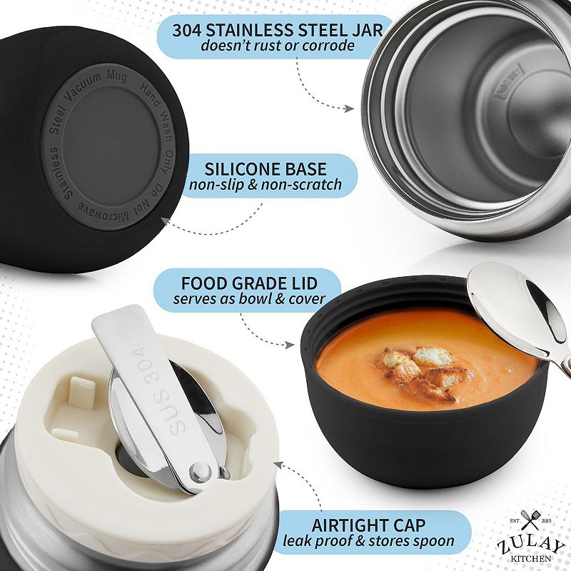 Vacuum Insulated Food Jar for Hot Foods， Stainless Steel