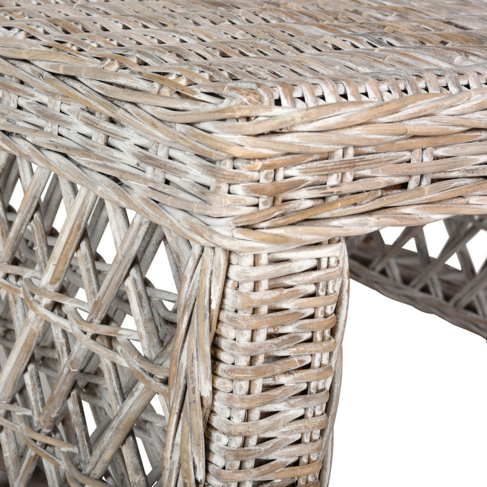 Lillith Wicker Coffee Table Whitewash   Tropical   Coffee Tables   by AED Luxury Home Decor  Houzz