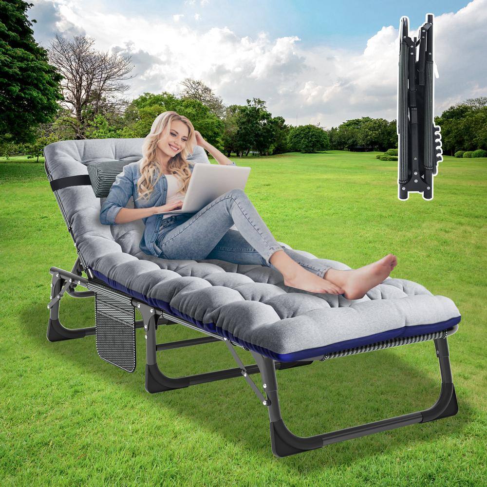 BOZTIY 4-Fold Sleeping Cots for Adults Portable Lounge Chair for Beach Lawn Camping Pool Sun Tanning Sunbathing Chairs K16SZC-N17