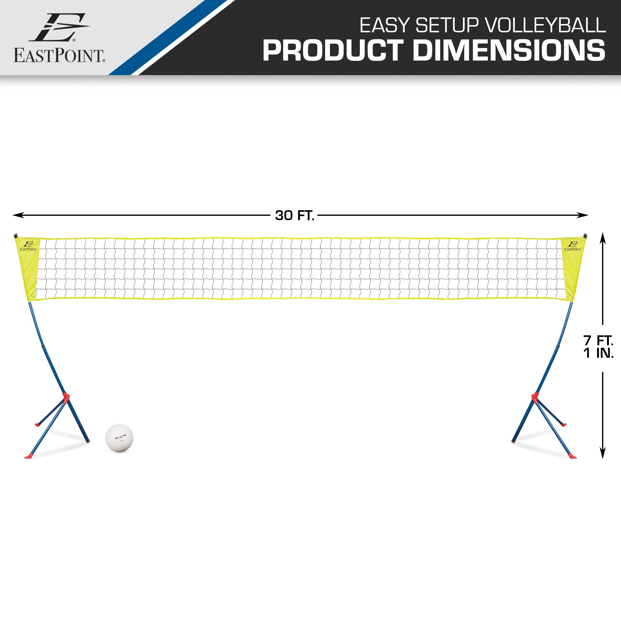 EastPoint Sports Volleyball Net Set， Portable Tripod System for Outdoors