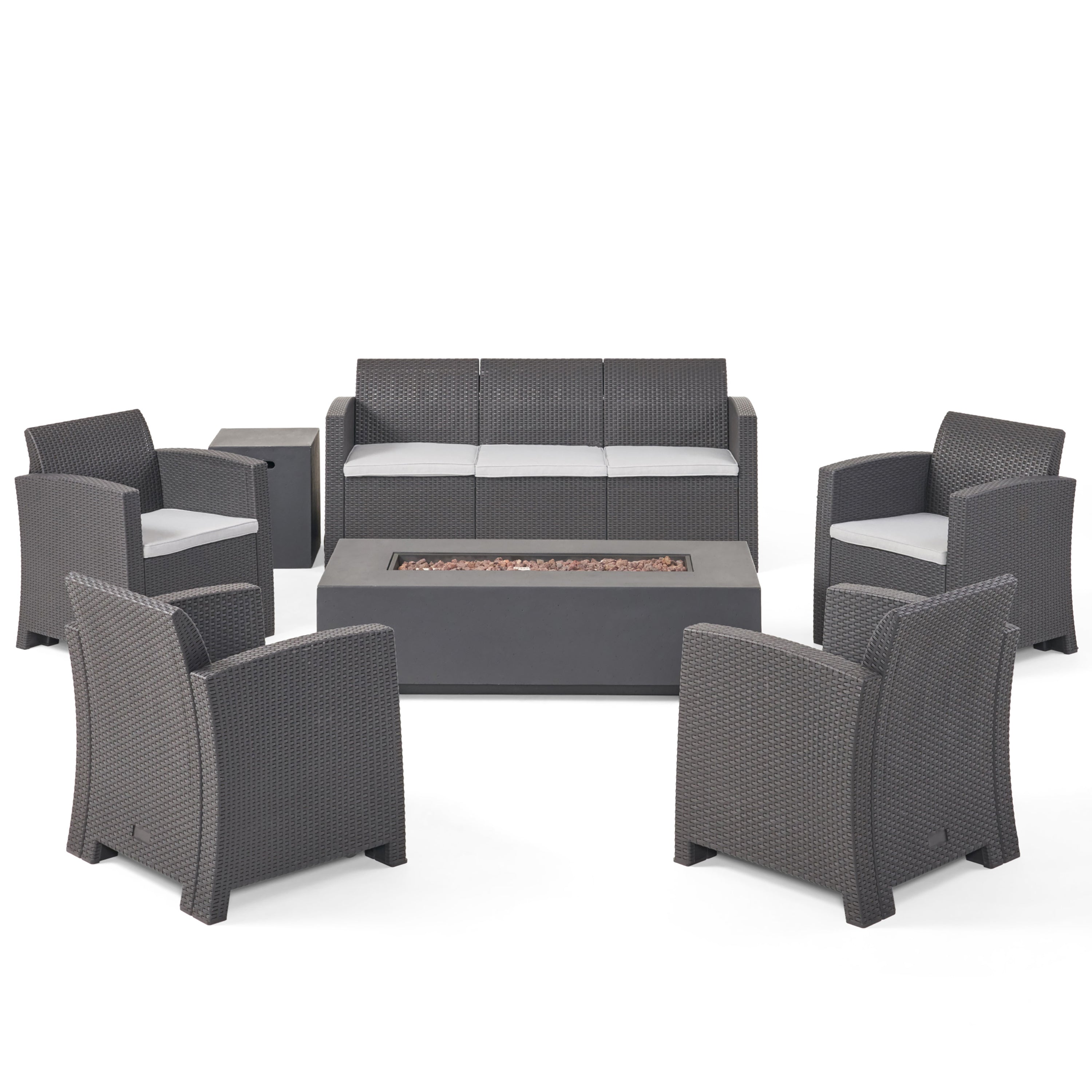 Ken 7-Seater Outdoor Chat Set with Fire Pit