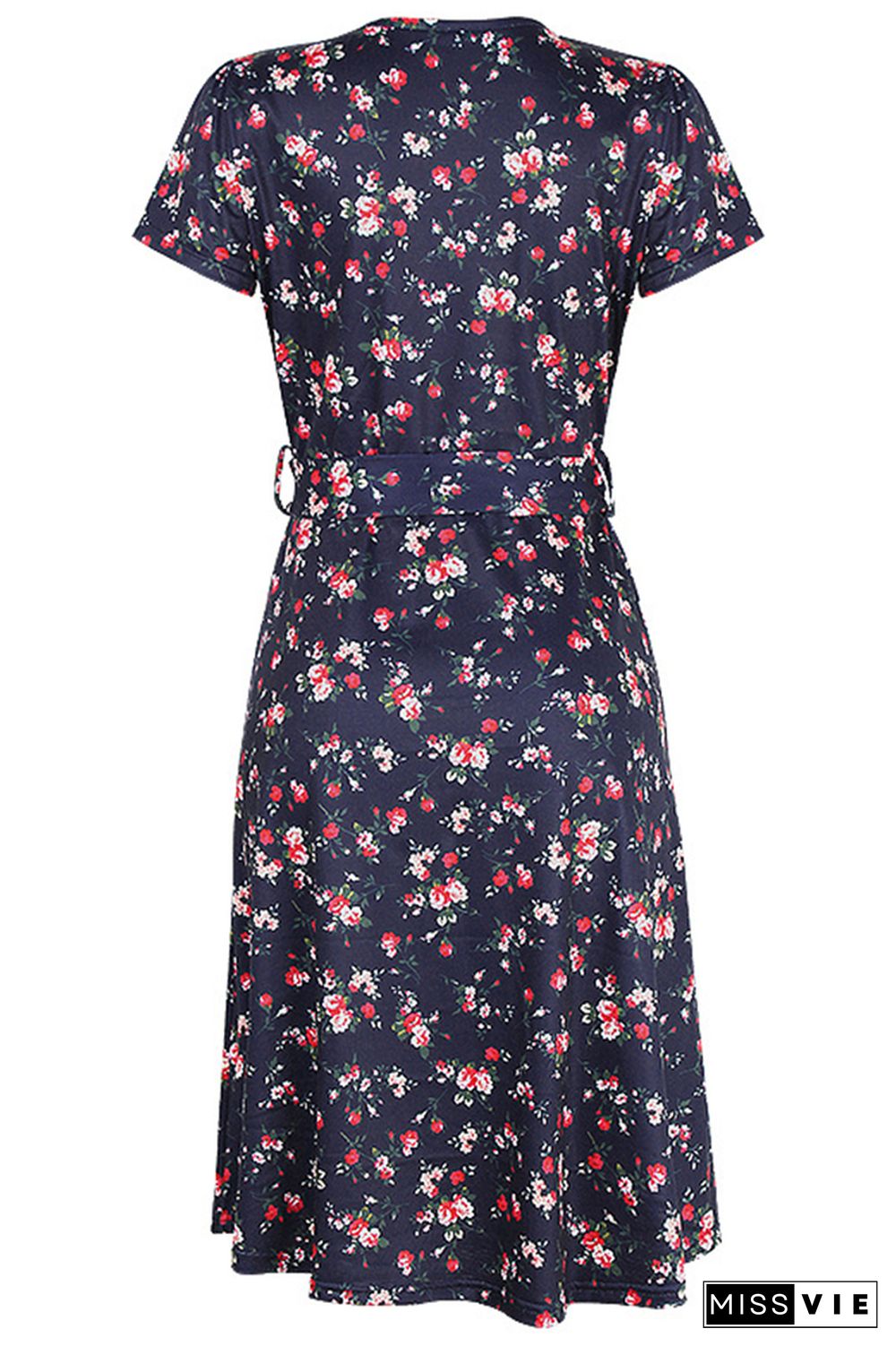 Floral V Neck High Waist Dress Wholesale