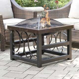 BLUE SKY OUTDOOR LIVING 28 in. Square Steel Raised Wood Fire Pit with Screen Screen Lift And Log Grate WBFP28RB