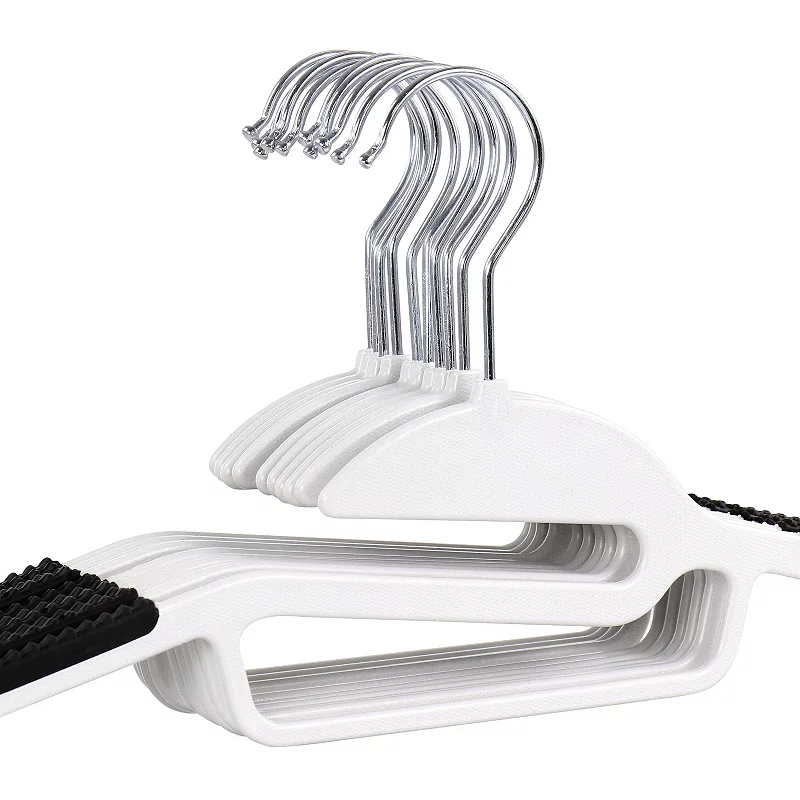 Elama Home 50 Piece Non Slip Hanger with U-slide in White and Black