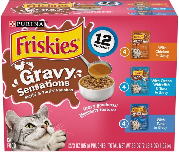 Friskies Gravy Sensations Surfin' and Turfin' Favorites Cat Food Pouches