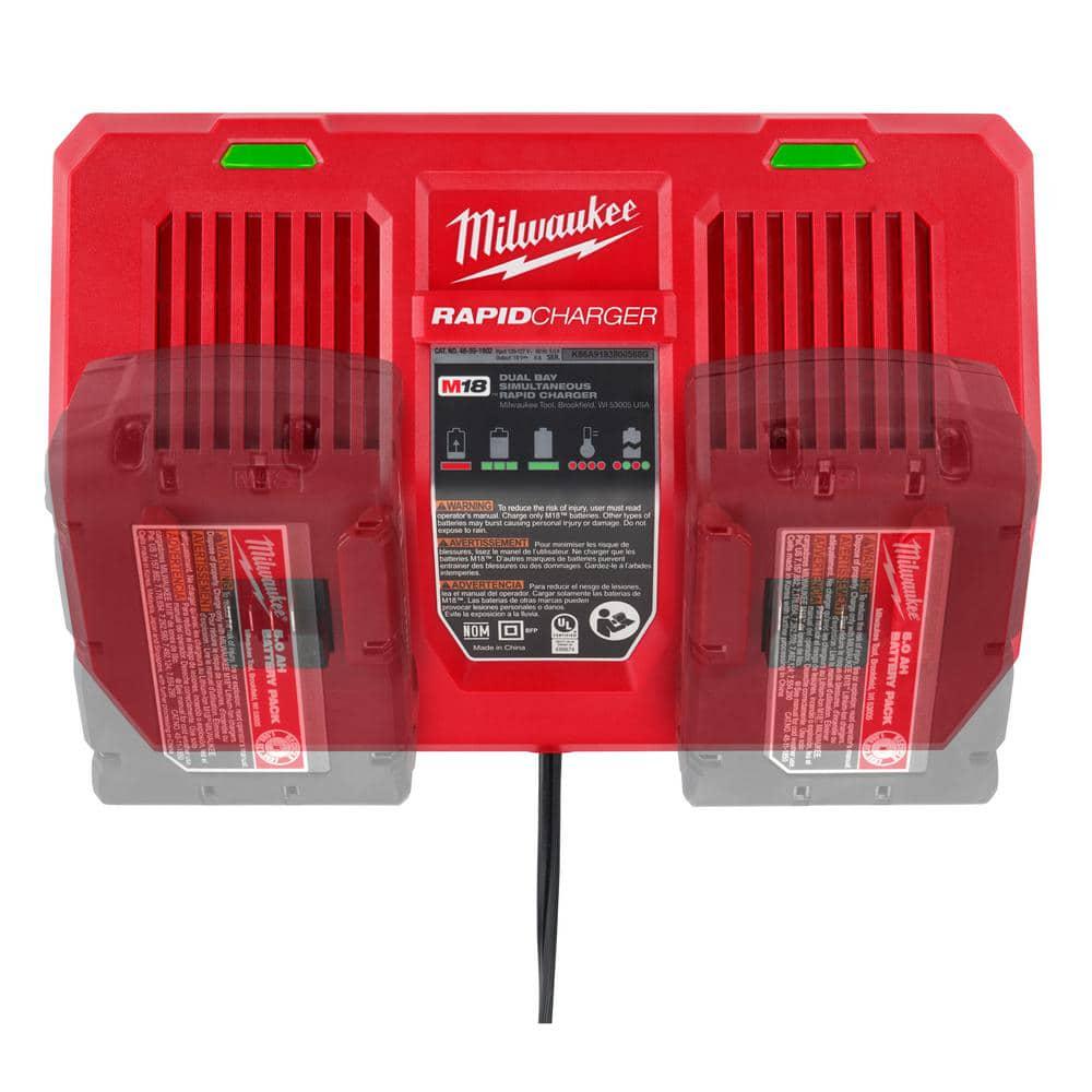 Milwaukee M18 18Volt LithiumIon Dual Bay Rapid Battery Charger with 60Ah Battery Pack