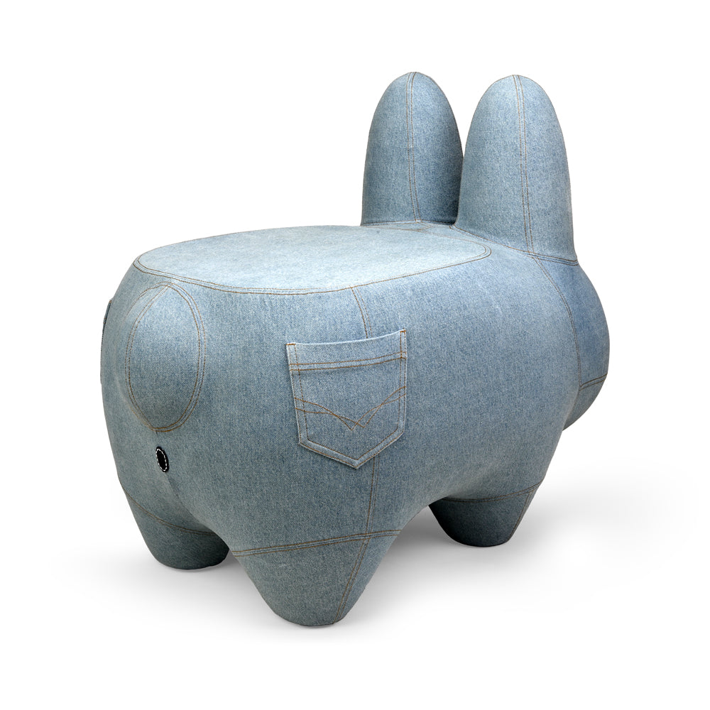 Art Giant Denim Happy Stache' Labbit Stool by Frank Kozik