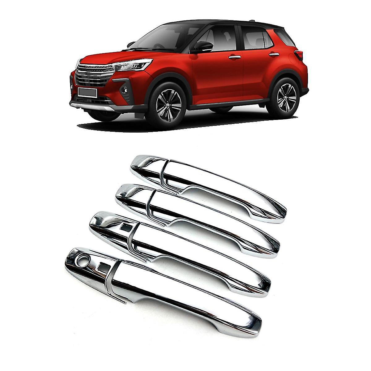 8pcs Chrome Car Exterior Side Door Handle Frame Cover Trim For Perodua Ativa Raize Rocky