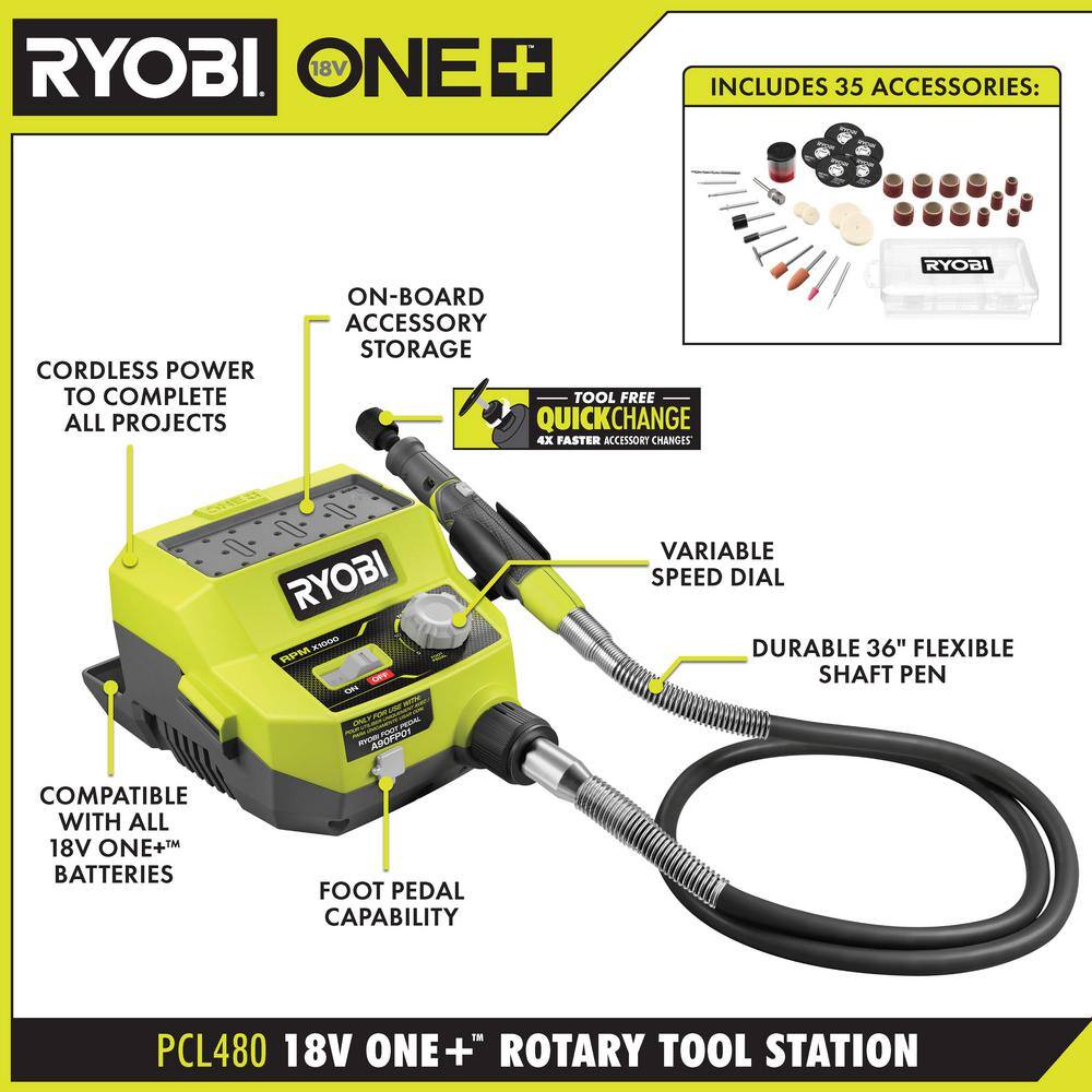 RYOBI ONE+ 18V Cordless Rotary Tool Station (Tool Only) PCL480B