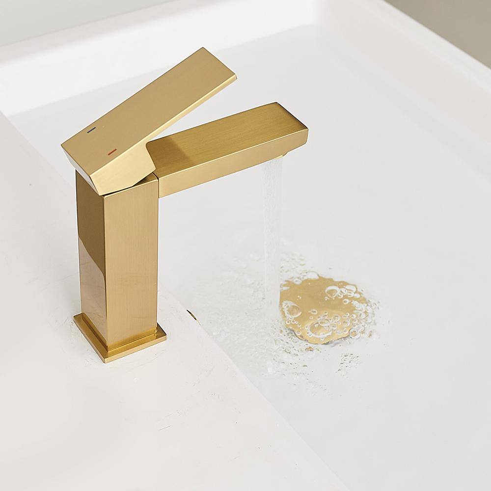 BWE Single Hole Single-Handle Bathroom Faucet in Brushed Gold A-96052-BG